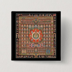 Taizokai Mandala Vierkante Button 5,1 Cm