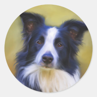 Taj - Border Collie Art Ronde Sticker