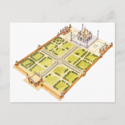 Taj Mahal. Adra India. Tomb en tuinen Briefkaart (Voorkant)
