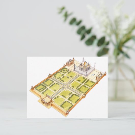 Taj Mahal. Adra India. Tomb en tuinen Briefkaart (Staand voorkant)