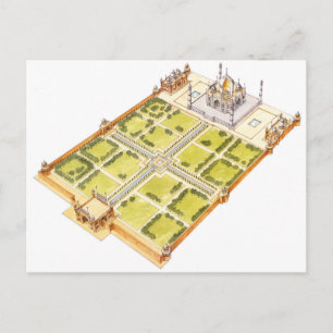 Taj Mahal. Adra India. Tomb en tuinen Briefkaart