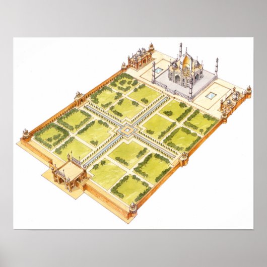 Taj Mahal. Adra India. Tomb en tuinen Poster (Voorkant)