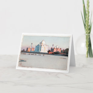 Taj Mahal, Agra, Hiroshi Yoshida, Woodcut Kaart