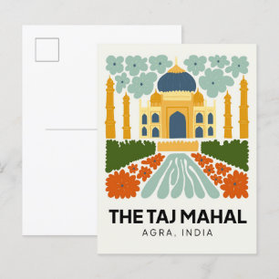 Taj Mahal Agra India abstracte reizen bloemsierkun Briefkaart