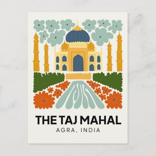 Taj Mahal Agra India abstracte reizen bloemsierkun Briefkaart (Voorkant)