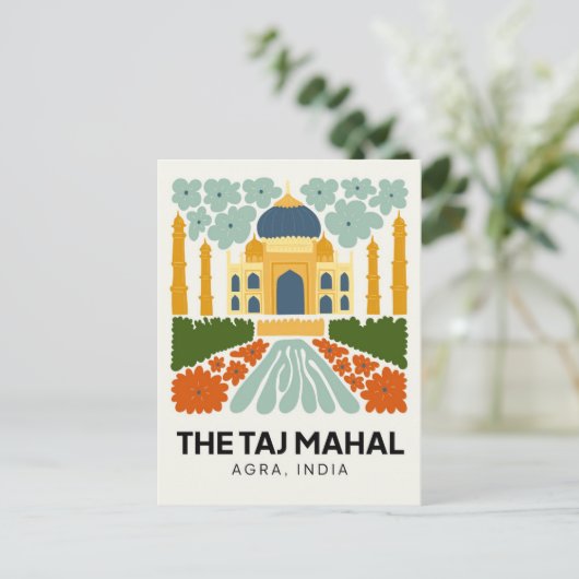Taj Mahal Agra India abstracte reizen bloemsierkun Briefkaart (Staand voorkant)