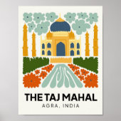 Taj Mahal Agra India abstracte reizen bloemsierkun Poster (Voorkant)