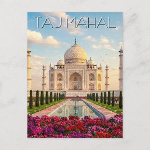 Taj Mahal Agra India Bloemen Briefkaart