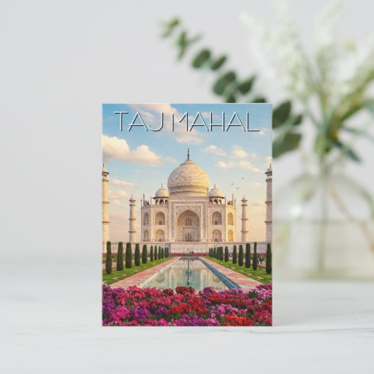 Taj Mahal Agra India Bloemen Briefkaart (Staand voorkant)