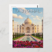 Taj Mahal Agra India Bloemen Briefkaart (Voorkant / Achterkant)