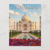 Taj Mahal Agra India Bloemen Briefkaart (Voorkant)