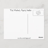 Taj Mahal, Agra, India Briefkaart (Achterkant)