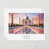 Taj Mahal Agra, India Briefkaart (Voorkant / Achterkant)