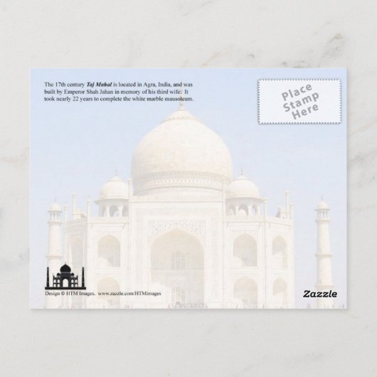 Taj Mahal, Agra, India Briefkaart (Achterkant)