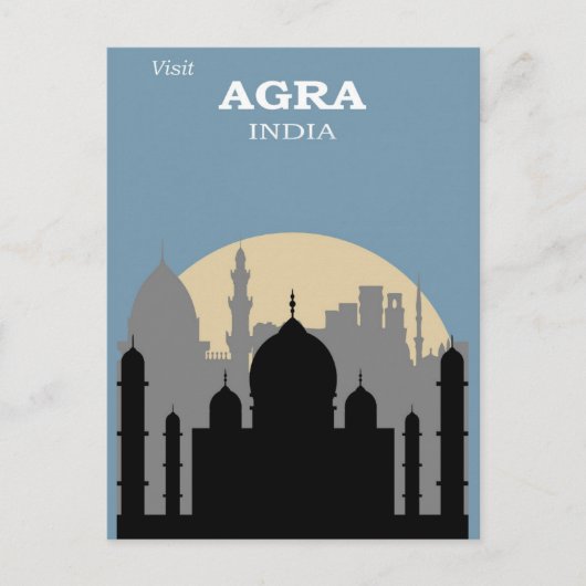  Taj Mahal Agra India City Skyline Briefkaart (Voorkant)