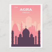  Taj Mahal Agra India City Skyline Roze Briefkaart (Voorkant)