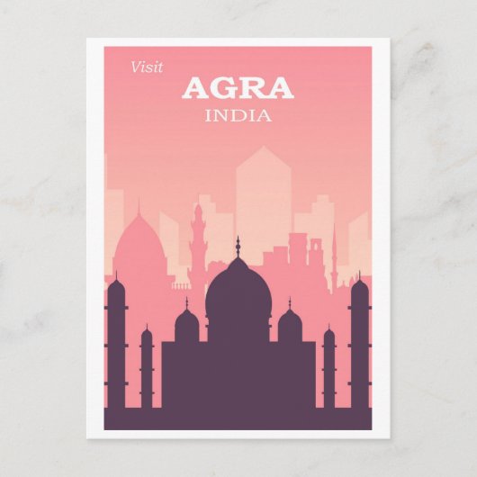  Taj Mahal Agra India City Skyline Roze Briefkaart (Voorkant)