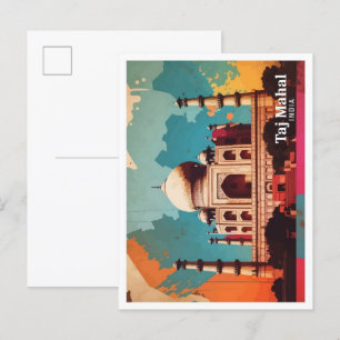 Taj Mahal Agra India Pop Kunst Reizen Illustratie Briefkaart