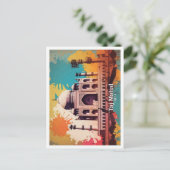 Taj Mahal Agra India Pop Kunst Reizen Illustratie Briefkaart (Staand voorkant)