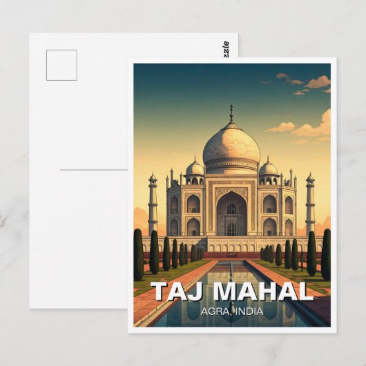 Taj Mahal Agra India Reissouvenir Briefkaart (Voorkant / Achterkant)