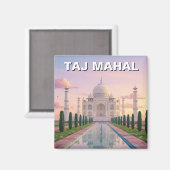 Taj Mahal Agra India Reissouvenir Magneet (Voorkant / Achterkant)