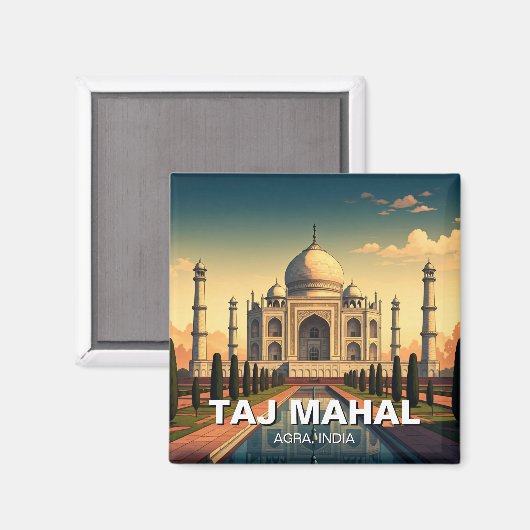 Taj Mahal Agra India Reissouvenir Magneet (Voorkant / Achterkant)