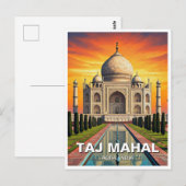 Taj Mahal Agra India Reizen Zonsondergang Briefkaart (Voorkant / Achterkant)