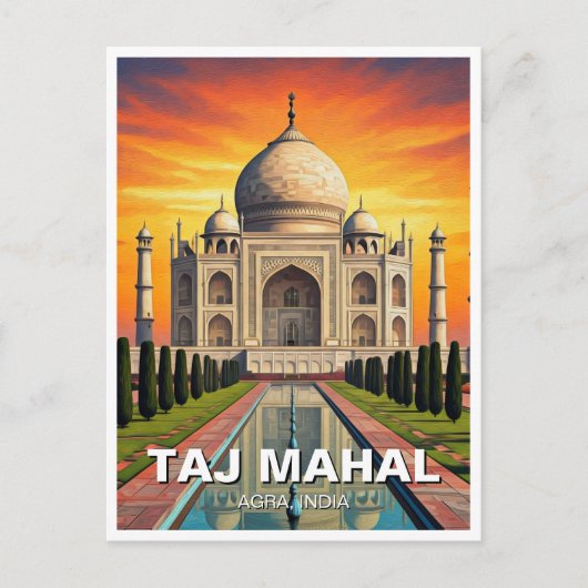 Taj Mahal Agra India Reizen Zonsondergang Briefkaart (Voorkant)