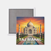 Taj Mahal Agra India Reizen Zonsondergang Magneet (Voorkant / Achterkant)