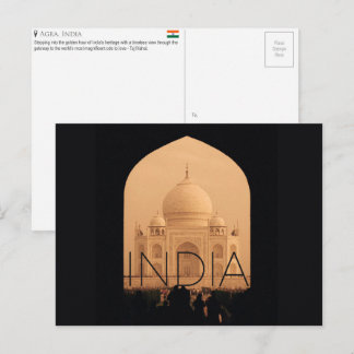 Taj Mahal, Agra, India Travel Postcard Briefkaart