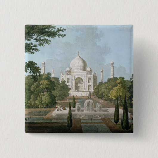 Taj Mahal, Agra, van de tuin Vierkante Button 5,1 Cm (Voorkant)
