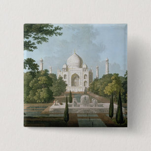 Taj Mahal, Agra, van de tuin Vierkante Button 5,1 Cm