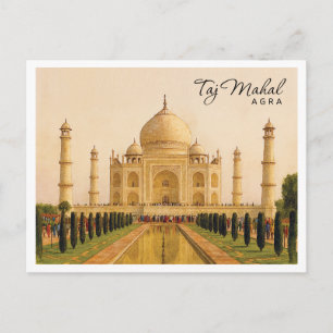 Taj Mahal Agra Waterverf reizen Feestdagenkaart