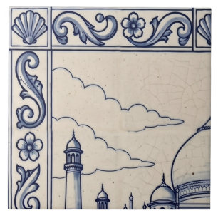 Taj Mahal Azulejo Mozaïektegel 1 van 6 Links Boven Tegeltje