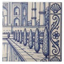 Taj Mahal Azulejo Mural Tegel 4 van 6 Midden Recht