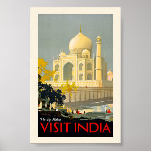 Taj Mahal Bezoek India Vintage Reisposter Gerestau Poster