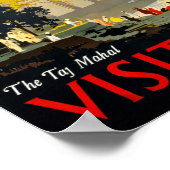 Taj Mahal bezoekt India Vintage Travel Poster Rest (Hoek)