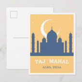 Taj Mahal bij Nacht India Vintage Reizen Briefkaart (Voorkant / Achterkant)
