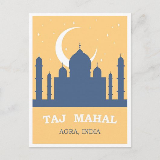 Taj Mahal bij Nacht India Vintage Reizen Briefkaart (Voorkant)
