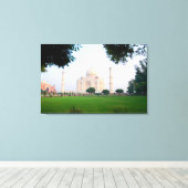 Taj Mahal bij zonsopgang een van de wonderen van d Canvas Afdruk (Insitu (Houten vloer))