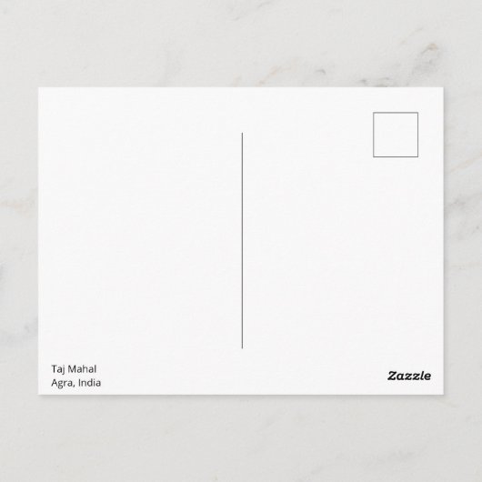 Taj Mahal Briefkaart (Achterkant)