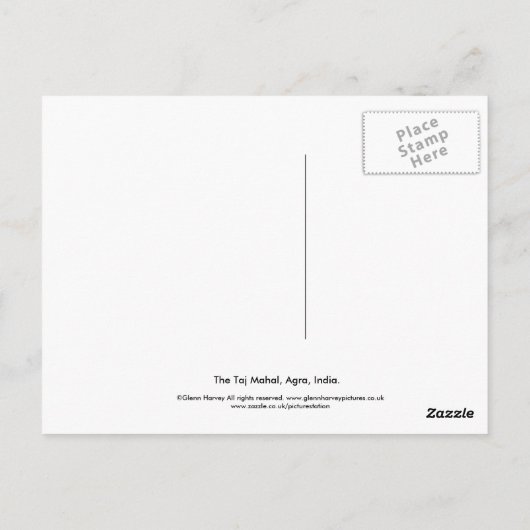 Taj Mahal Briefkaart (Achterkant)