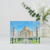 Taj Mahal Briefkaart Colorful Painting (Staand voorkant)