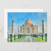 Taj Mahal Briefkaart Colorful Painting (Voorkant / Achterkant)