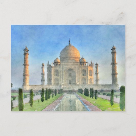 Taj Mahal Briefkaart Colorful Painting (Voorkant)