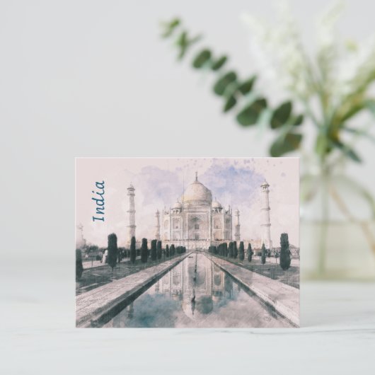  Taj Mahal Briefkaart – Retro Travel Souvenir (Staand voorkant)