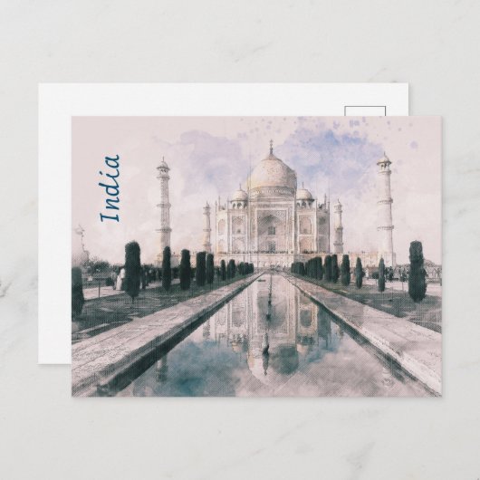  Taj Mahal Briefkaart – Retro Travel Souvenir (Voorkant / Achterkant)