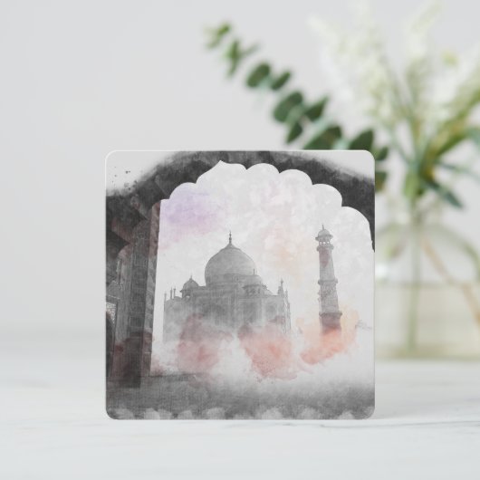 Taj Mahal Briefkaart Vintage Reizen (Staand voorkant)