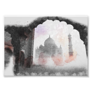Taj Mahal Briefkaart Vintage Reizen Foto Afdruk