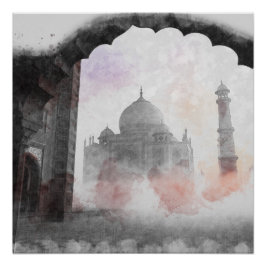 Taj Mahal Briefkaart Vintage Reizen Perfect Poster